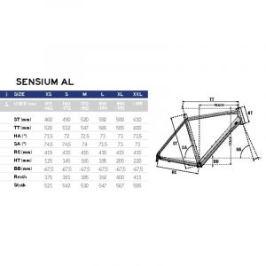 Lapierre Sensium 1.0 Road Bike Size Chart