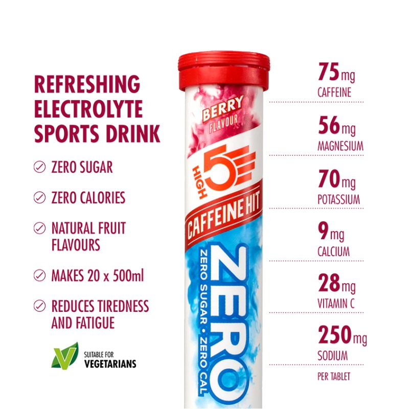 High5 Energy Zero Caffeine Hit Sports Drink Stats