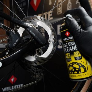 Weldtite Disc Brake Cleaner in use